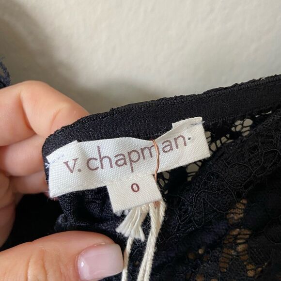 NWT V. Chapman Delphine Black Top Lace Blouse Size 0 - Picture 11 of 11